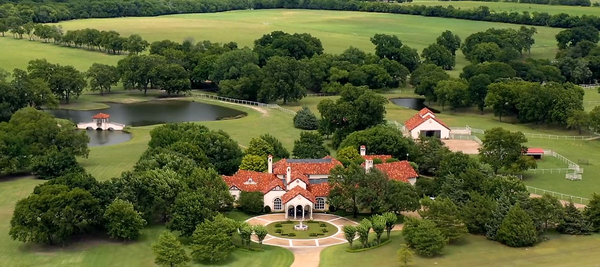 Aerial footage captures a wide stretch of Seven Spring Ranch